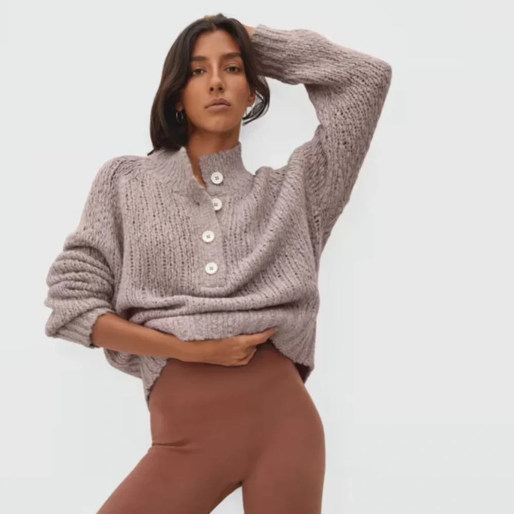 Everlane Button-Front Cowl Pullover - Picture 2 of 9